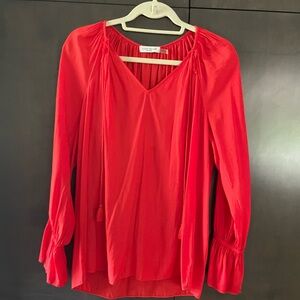 Ramy Brook Red Silk Long Sleeve Blouse “L”